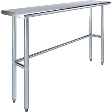 Amgood 14 in. x 60 in. Open Base Stainless Steel Metal Table WT-1460-RCB-Z